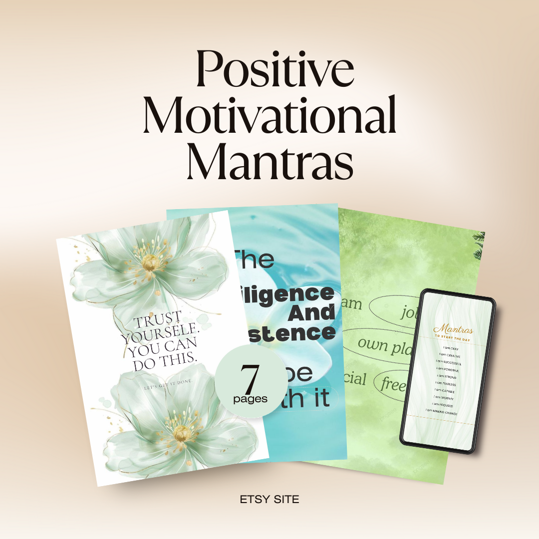 Positive Affirmations Wall Art, Daily Mantras Print, Goal Setting Vision Board, Motivational Quotes, PDF, PNG.