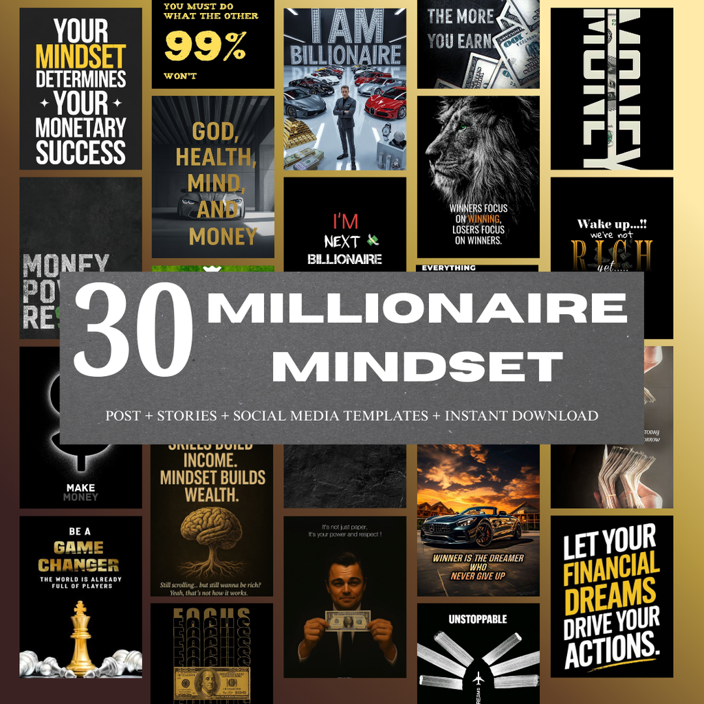Millionaire Mindset Wall Art, Money Affirmations, Wealth Quotes, Entrepreneur Office Decor, Hustle Motivation