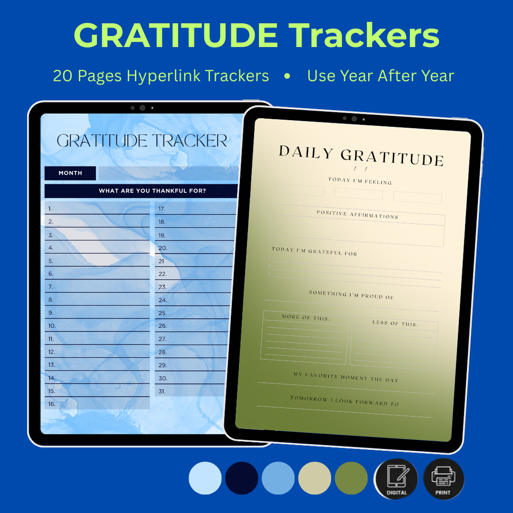 Gratitude Journal Printable, Daily Gratitude Tracker, Mindfulness Log, Self Care Planner, Mental Health Worksheet, PDF, PNG.