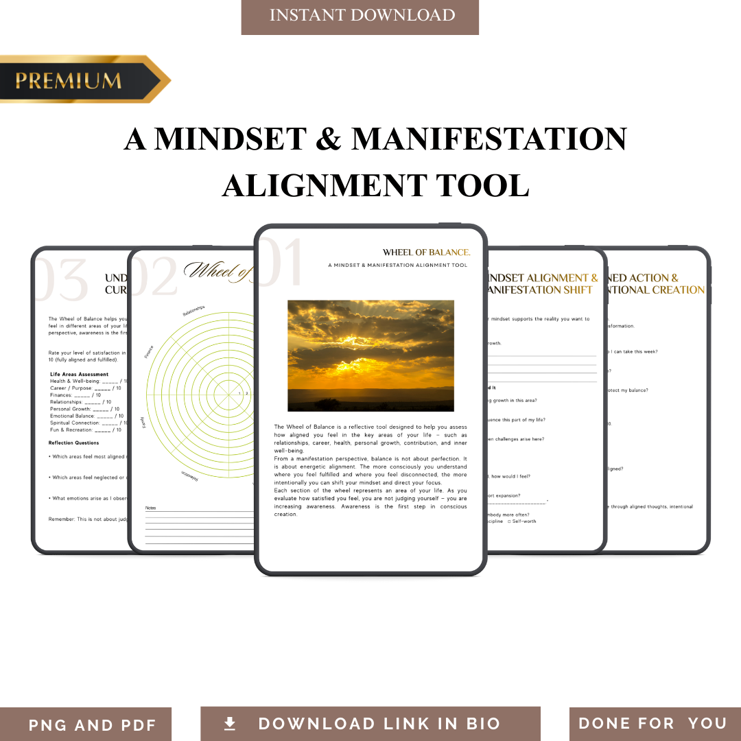 Mindset & Manifestation Alignment Tool | Success Roadmap Blueprint | Internal Frequency Audit System | PDF PNG Growth Potential Mastery Kit