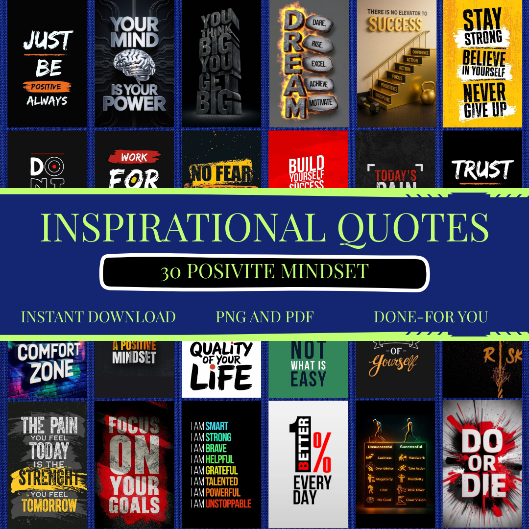 Motivational Wall Art Bundle, Success Mindset Prints, Entrepreneur Office Decor, Hustle Quotes, Gym Motivation, PDF PNG.