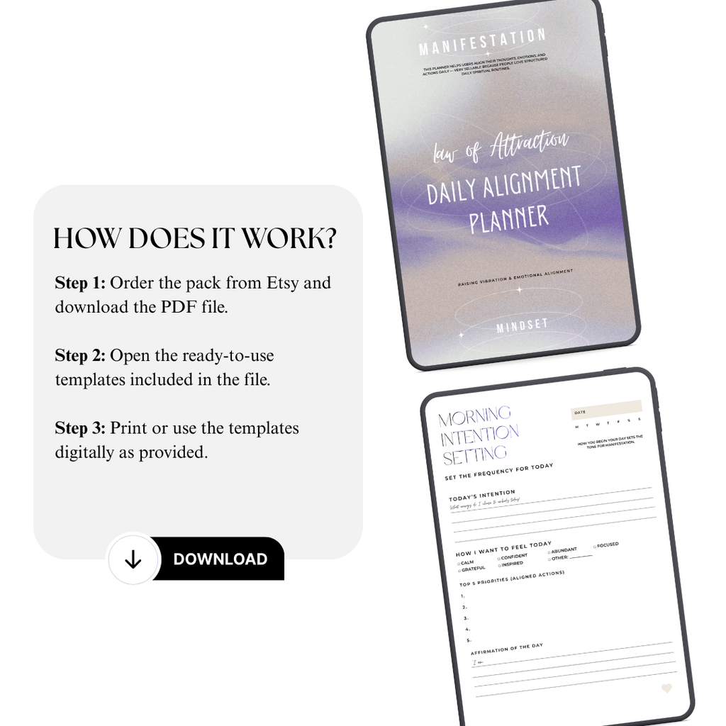 Law of Attraction Daily Alignment Planner | Manifesting Success Roadmap Blueprint | Vibration Audit System | PDF PNG Abundance Goal Kit