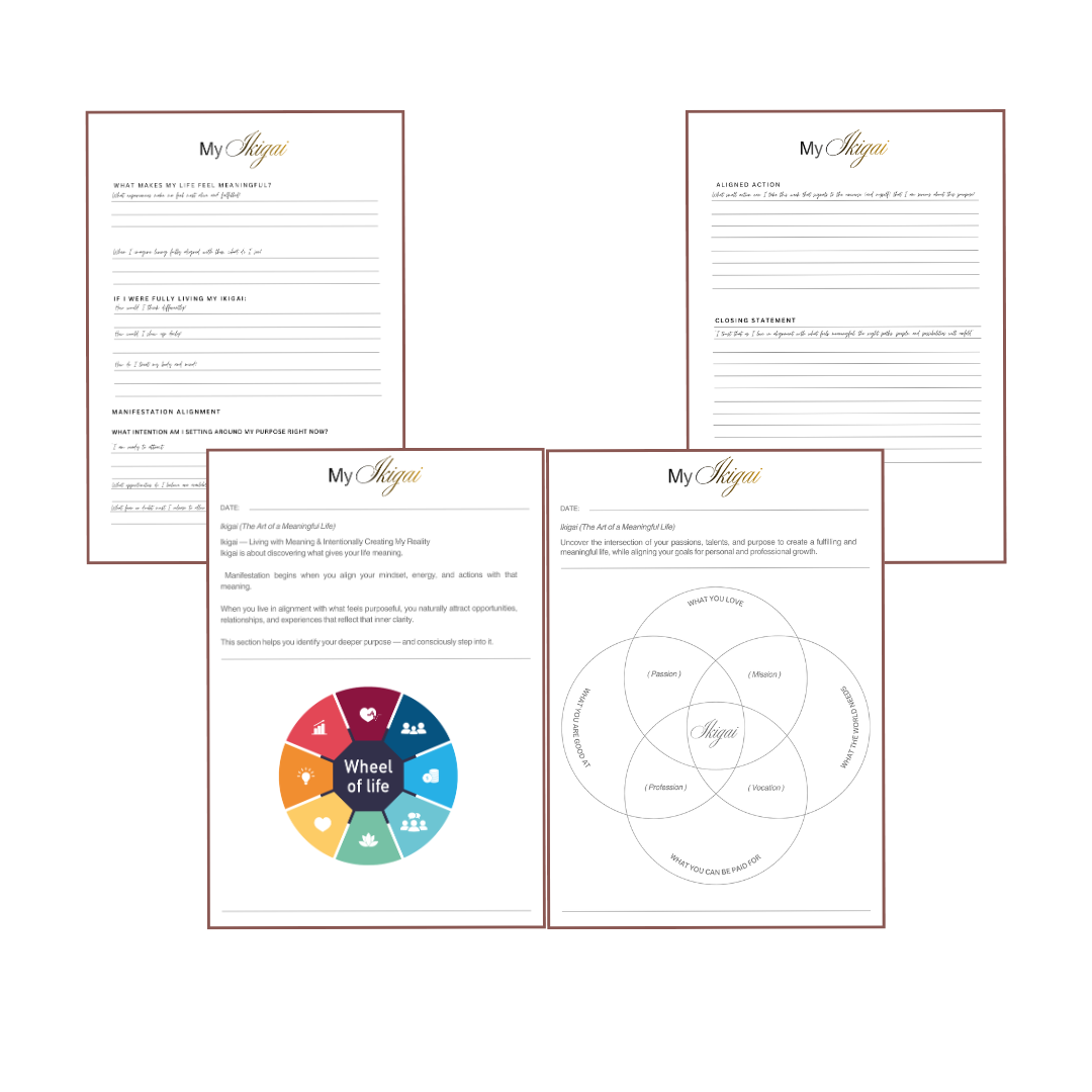 Living Your Ikigai Mindset Manifestation Guide | Purpose Success Roadmap Blueprint | Japanese Wisdom Audit System | PDF PNG Life Mission Kit Pro