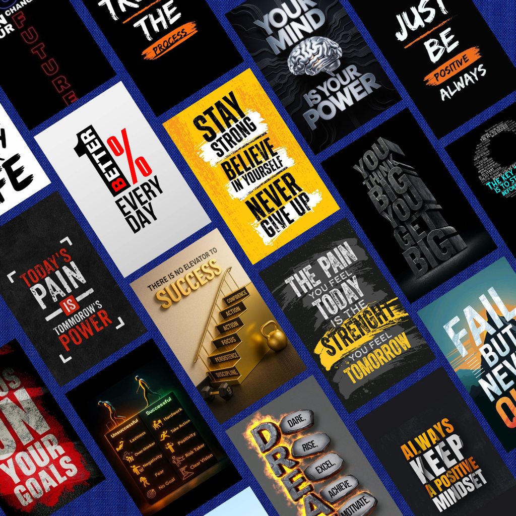 Motivational Wall Art Bundle, Success Mindset Prints, Entrepreneur Office Decor, Hustle Quotes, Gym Motivation, PDF PNG.
