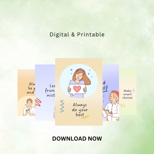 Classroom Rules Posters, Positive Affirmations for Kids, Teacher Resources, School Decor, Social Skills Art, PNG, PDF.