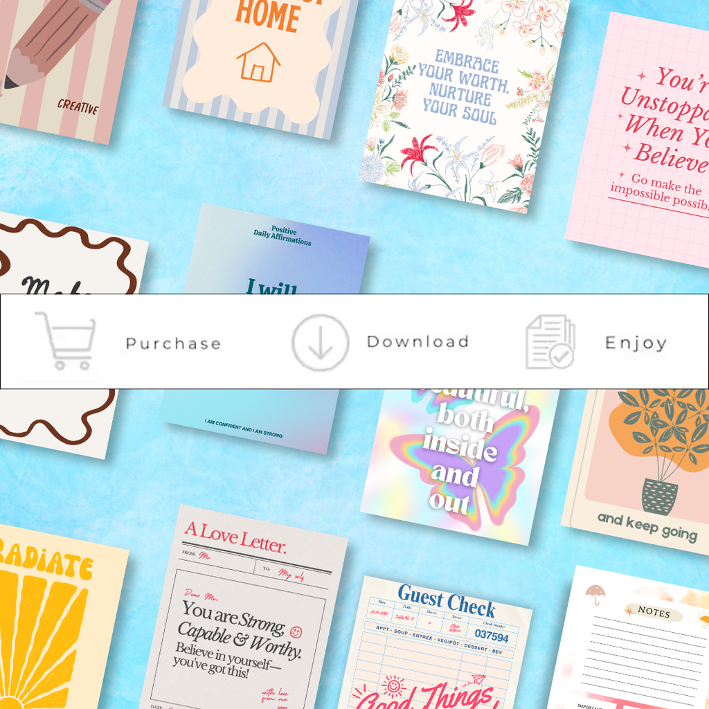Printable Affirmation Cards, Self Love Deck, Vision Board Prints, PDF, PNG.