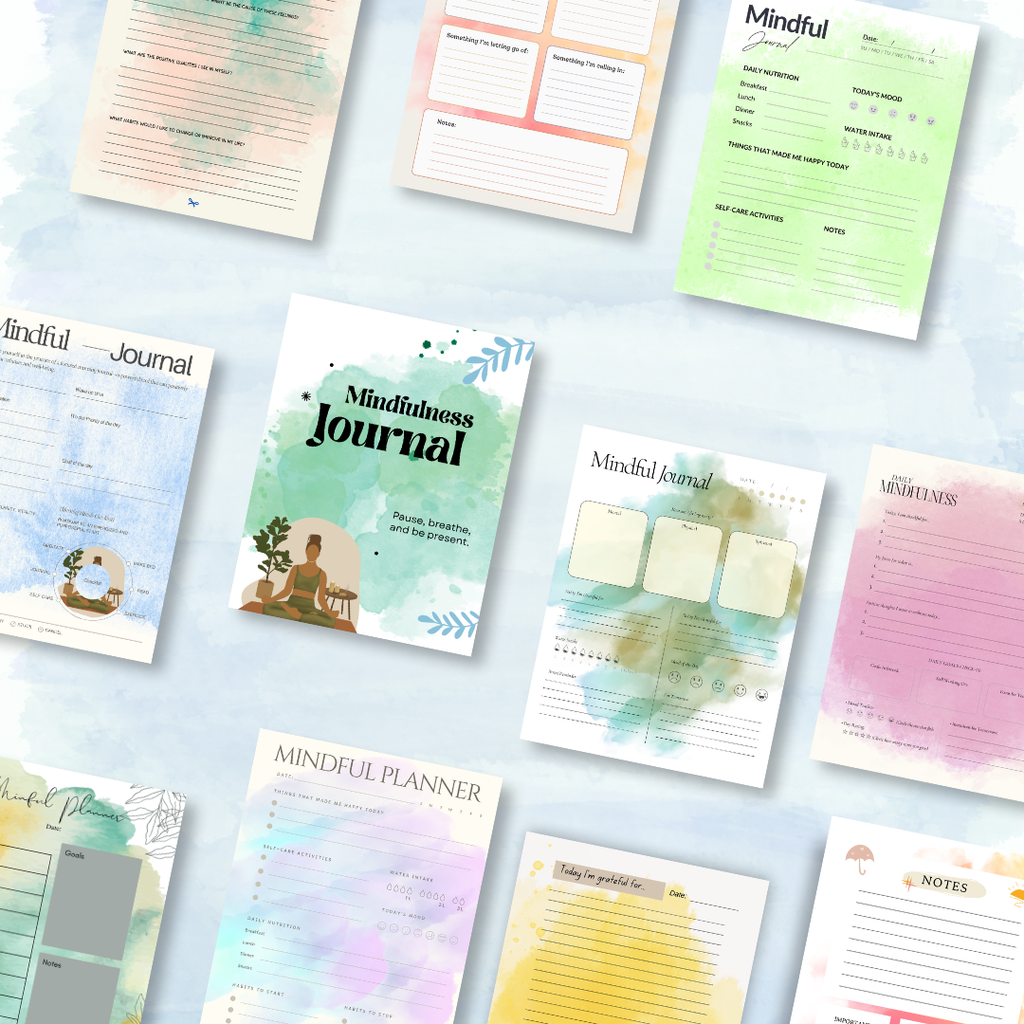 Mindfulness Journal Printable, Daily Planner, Self Care Tracker, Wellness Log, Mood Tracker, PDF, PNG.