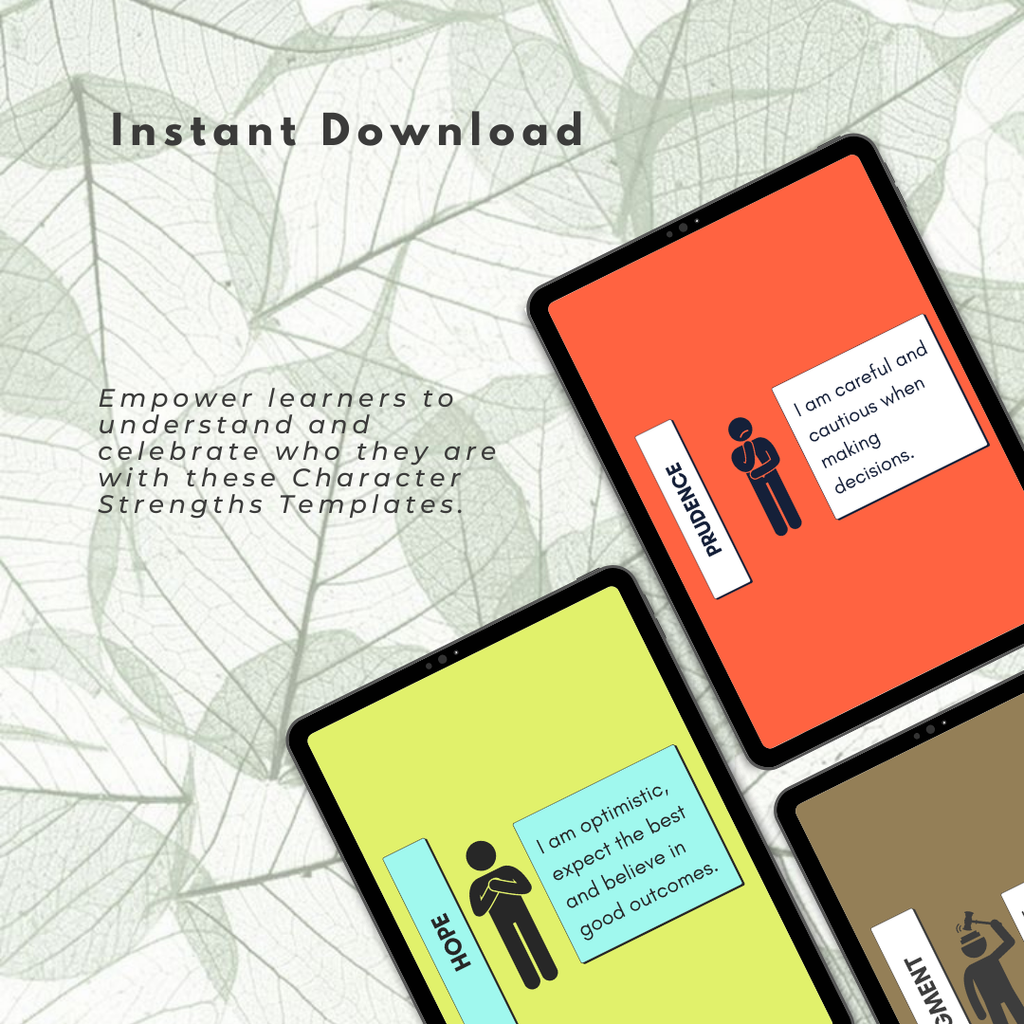 Character Strengths Posters, Social Emotional Learning, Positive Psychology Prints, School Counselor Decor, PDF, PNG.