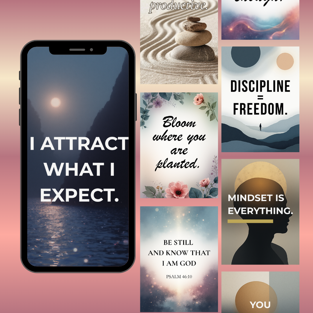 30 Motivational Wall Art Bundle, Manifestation Quotes, Mindset Prints, Success Affirmations, Vision Board Kit Digital, PNG PDF.