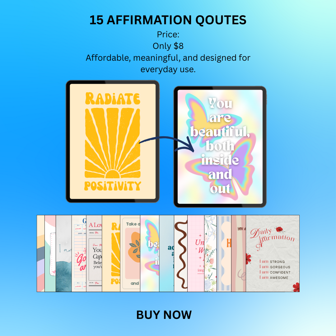 Printable Affirmation Cards, Self Love Deck, Vision Board Prints, PDF, PNG.